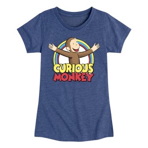 Girls' - Curious George - Classic Cartoons Fitted Short Sleeve Graphic T-Shirt - 1 of 3