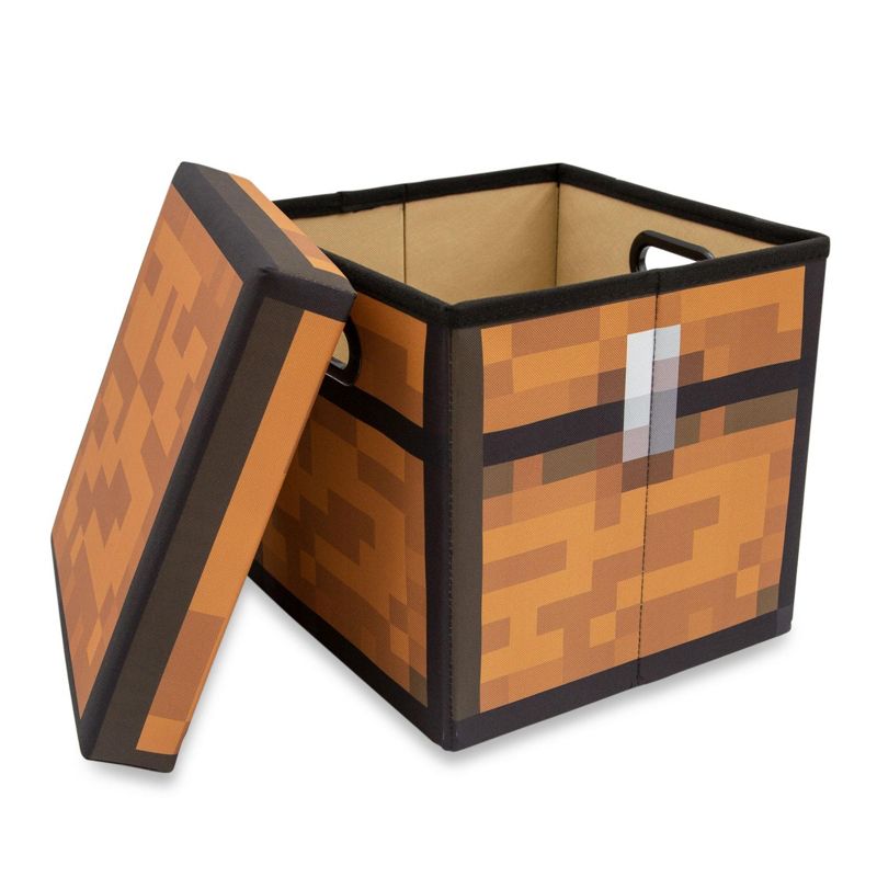 Ukonic Minecraft Brown Chest Fabric Storage Bin Cube Organizer with Lid | 13 Inches, 2 of 8