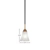 Toltec Lighting Paramount 1 - Light Pendant in  Matte Black/Brass with 5.5" Fluted Italian Ice Shade - 2 of 2
