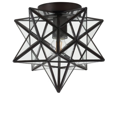 12 Stella Moravian Star Metal Glass Led Flush Mount Black