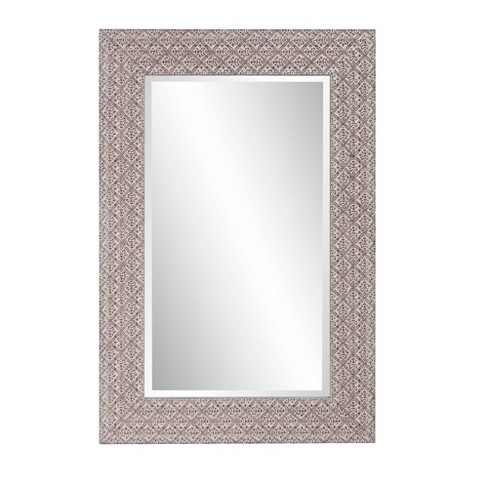 Howard Elliott 35.25"x23.25" Rectangular Framed Faux Embossed Wall Mirror Taupe: Modern Polystyrene, No Assembly Required - image 1 of 4