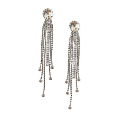 SOHI Women's Crystal Silver Party Drop Earrings