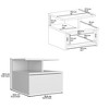 Floating Nightstand 12"H, Wall Mounted with Single Drawer and 2-Tier Shelf - 3 of 4