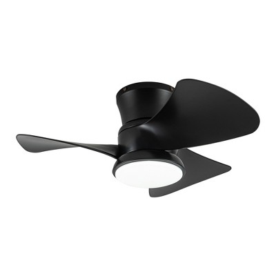 Parrot Uncle 31" Modern Black Indoor Flush Mount Integrated LED Ceiling Fan