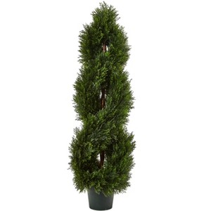 Nearly Natural Double Pond Cypress 4 -ft H Spiral Topiary UV Resistant with 1036 Leaves (Indoor/Outdoor) - 1 of 2