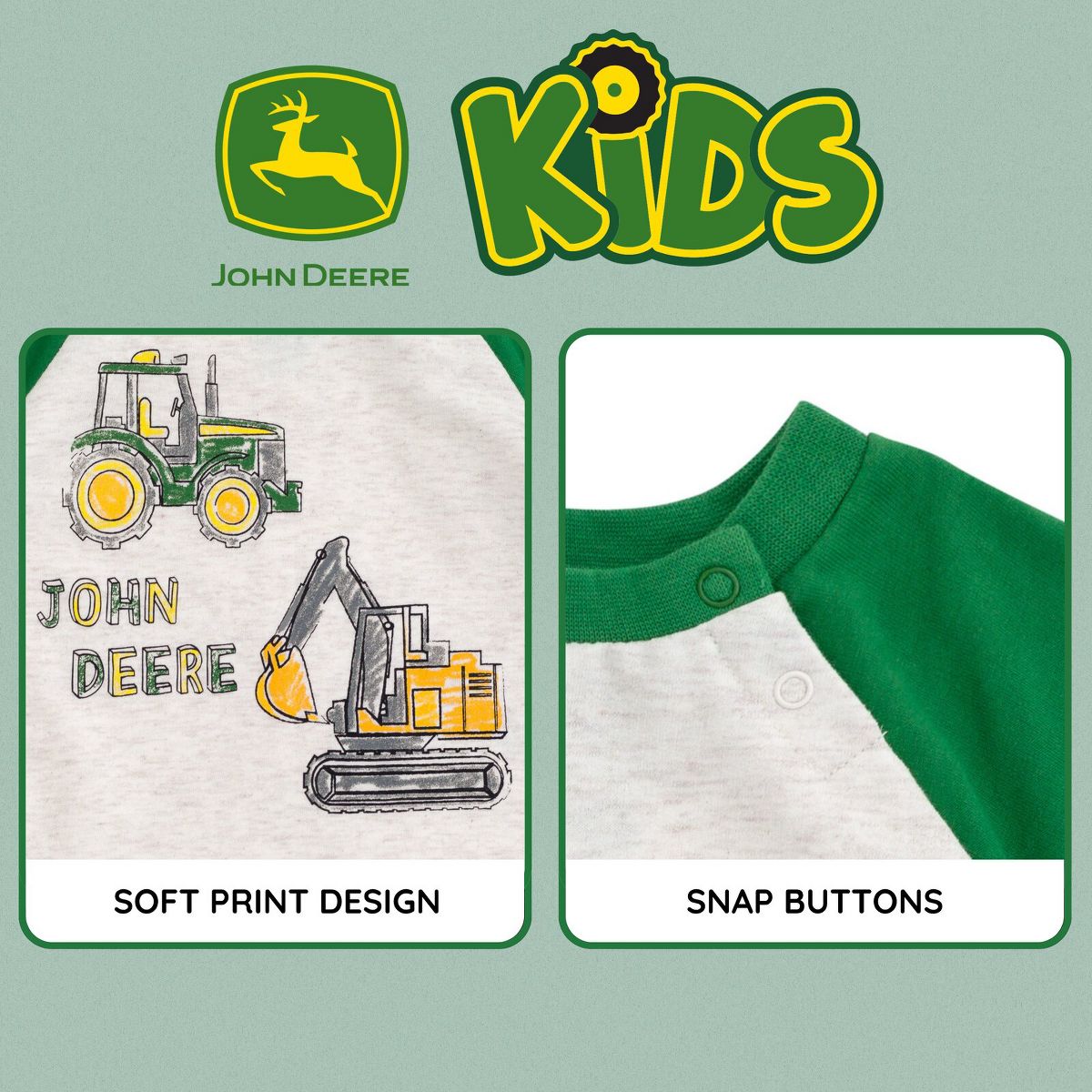 John Deere French Terry Raglan T-Shirt Shorts Outfit Set Newborn to Infant - thumbnail 5