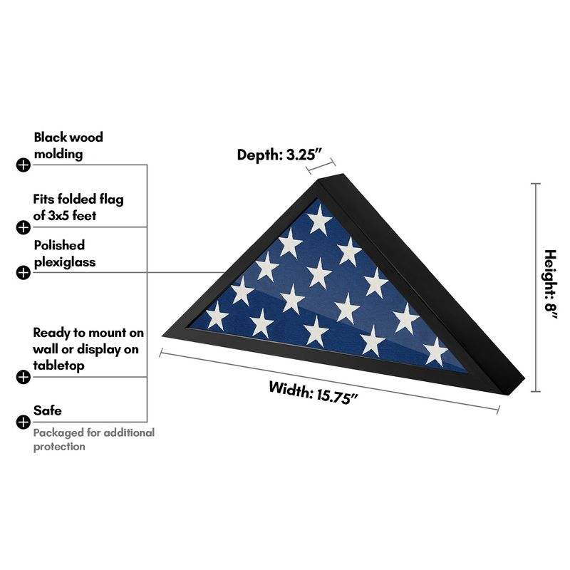 Americanflat Elegant Flag Display Case for Memorial Service and Veteran Burial, 2 of 8