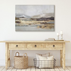 Americanflat 24x36 Canvas Wall Art Featuring Beige, Brown, Blue and White Tones with Hand-Painted Accents and Gold Foil -Landscape Wall Art - 1 of 4
