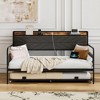 VECELO Daybed with Trundle Bed, Bed Frame with Storage Headboard and Charging Station, Sofa Day Bed with Strong Support for Living Room or Bedroom - 3 of 4