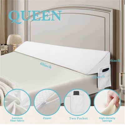 PAGED 193CM Bed Pillow, Wedge Pillow with Storage Pocket, Foam Filling and Removable Cover, Pillow for Bed and Reading