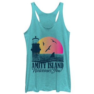 Women's Jaws Amity Island Tourist Welcome Racerback Tank Top - 1 of 3