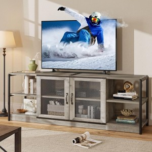 Farmhouse TV Stand for 75/80 inches TVs, Entertainment Center with Storage Cabinet and Mesh Doors, Industrial Media Console Cabinet Table - 1 of 4