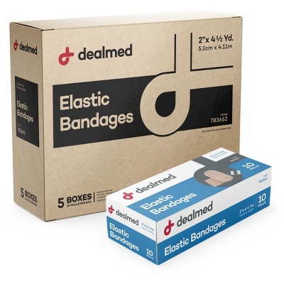 Dealmed Elastic Bandage Wrap with Clip Closure, 4.5 Yards Stretched Compression Wrap, 10 Count (Case Pack)