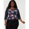 Agnes Orinda Women's Plus Size Round Neck 3/4 Raglan Sleeves Floral Printed Dressy Casual Peasant Tops - 4 of 4
