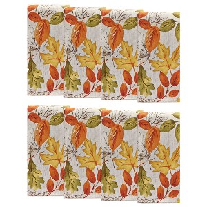 Autumn Leaves Fall Printed Napkins, Set of 8 - 17" x 17" - Orange/Yellow - Elrene Home Fashions - 1 of 4