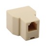 Unique Bargains Home RJ12 6P6C 1 Female to 2 Female Port Telephone Wire Cable Connector Splitter Beige - 2 of 4
