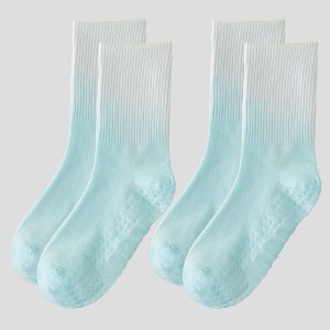 Alilang Women's Gradient Color Athletic Crew Socks Non Slip Silicone Cushioned Sole for Yoga Jogging 2 Pairs - 1 of 4