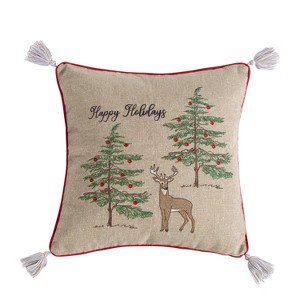 Villa Lugano Sleigh Bells Happy Holidays Pillow - Levtex Home - 1 of 4