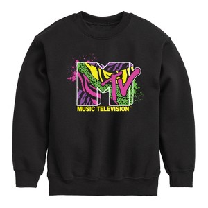 Boys' - MTV - Animal Print Splatter Graphic Long Sleeve Fleece Sweatshirt - 1 of 4
