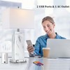 ROTTOGOON Touch Control Table Lamps Set of 2, Modern Ceramic Bedside Lamp with 2 USB Ports 1 AC Outlet, for Living Room Bedroom - 3 of 4