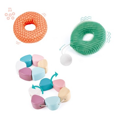 Hape Bunny Wooden Ring Stacker with Multi-Textured Rings