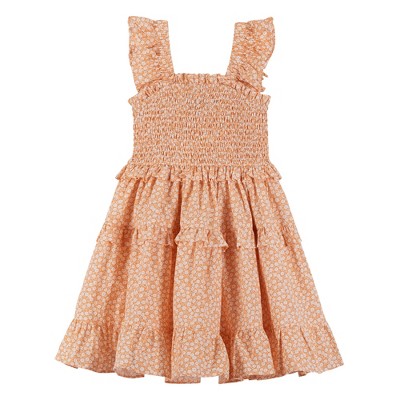 Andy & Evan Kids Orange Ruffle Smock Dress, Size 6. : Target