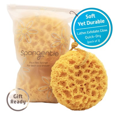 Spongentle Dual-Sided Body Sponge Loofah, Ultra Soft & Exfoliating for Gentle Daily Shower Use