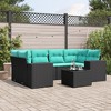 vidaXL 7 Piece Patio Sofa Set with Cushions Black Poly Rattan - Black - 2 of 4