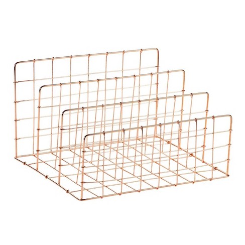 Desktop File Organizer 3 Vertical Compartments Wire Metal Mesh Organizer Letter Mail Sorter Rose Gold 11 6 X 6 75 X 9 2 Inches Target