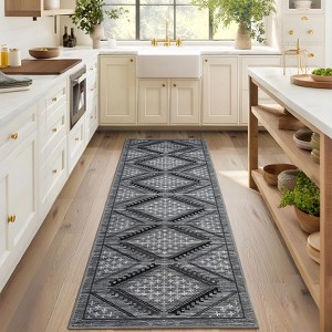 Washable Rugs for Living Room Boho Area Rugs Diamond Print Non Slip Large Kids Bedroom Carpet - 1 of 4