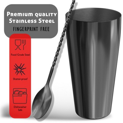 Black Stainless Steel 8-Piece Cocktail Shaker Bar Tool Set