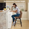 Set of 2 Modern Swivel Bar Stools, 26" Counter Height Bar Chairs with Back and Wooden Legs, Upholstered Kitchen Barstools for Kitchen, Dining - 4 of 4