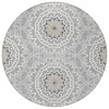 Gray Silver And Ivory Floral Medallion Washable Indoor Outdoor Area Rug - 4 of 4