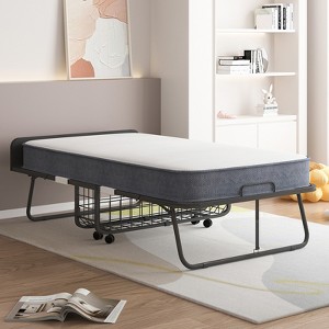 Mjkone Folding Bed with 5''Memory Sponge Mattress,Portable Guest Bed Camping Cot,Soft Padded Rollaway Sleeping Bed - 1 of 4