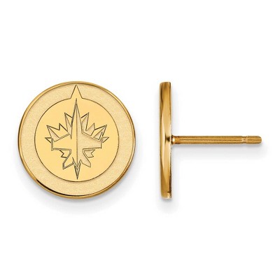 Black Bow Jewelry 14k Yellow Gold Winnipeg Jets NHL Stud Earrings