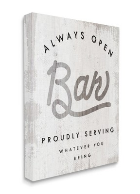 Stupell Industries Always Open BYOB Bar Sign Funny Drinking Phrase