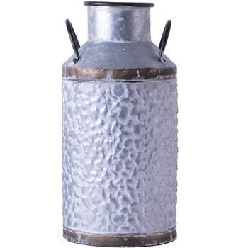 Vintiquewise Rustic Farmhouse Style Galvanized Metal Milk Can Decoration Planter and Vase