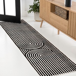 JONATHAN Y Sofia High-Low MidCentury Modern Arch Stripe Two-Tone Indoor/Outdoor Area Rug - 1 of 4