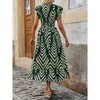 Coolmee Women's Summer Floral Boho Dress Wrap V Neck Short Sleeve Ruffle A-Line Flowy Maxi Dresses Dark - 4 of 4