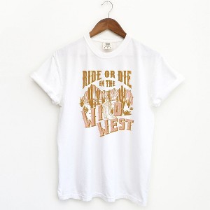 Simply Sage Market Women's Ride Or Die Wild West Short Sleeve Garment Dyed Tee - 1 of 2