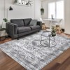Washable Vintage Rug Non Slip Low Pile Rug Soft Throw Floor Cover Foldable Indoor Carpet for Living Room Bedroom Office - 3 of 4