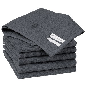 Unique Bargains Reusable Cotton Waffle Weave Drying Absorbent Kitchen Towels 14" x 14" 6 Packs - 1 of 4