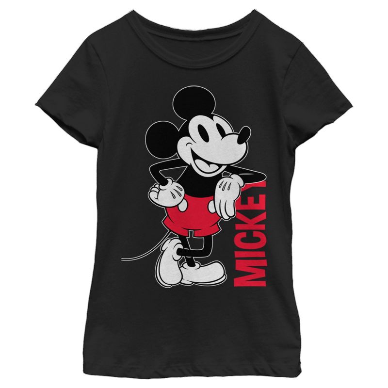 Girl's Disney Mickey Mouse Vintage Lean T-Shirt, 1 of 5