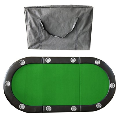 VisioGear Folding Poker Table Top for 10 Players, Tri-Fold Texas Holdem Blackjack Game Tabletop, Green, 84"*42"*1"