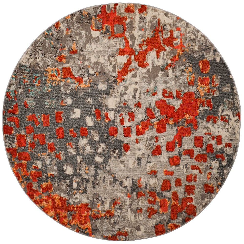 5' Shapes Round Area Rug Gray/Orange - Safavieh