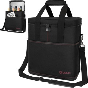 OPUX Wine Bag, 4,6 Bottle Cooler Insulated Tote Carrier Travel Picnic BYOB, Leakproof Padded Portable Party Christmas Gift - 1 of 4