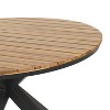 PAGED Patio Dining Table Wood Round Patio Table with Wood Tabletop and Black Metal Leg for Patio, Deck - 2 of 4
