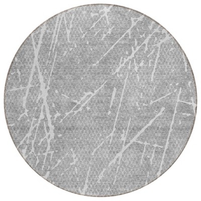 Gray Ivory And Silver Abstract Washable Indoor Outdoor Area Rug
