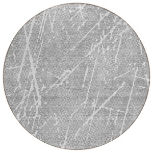 Gray Ivory And Silver Abstract Washable Indoor Outdoor Area Rug - 1 of 4