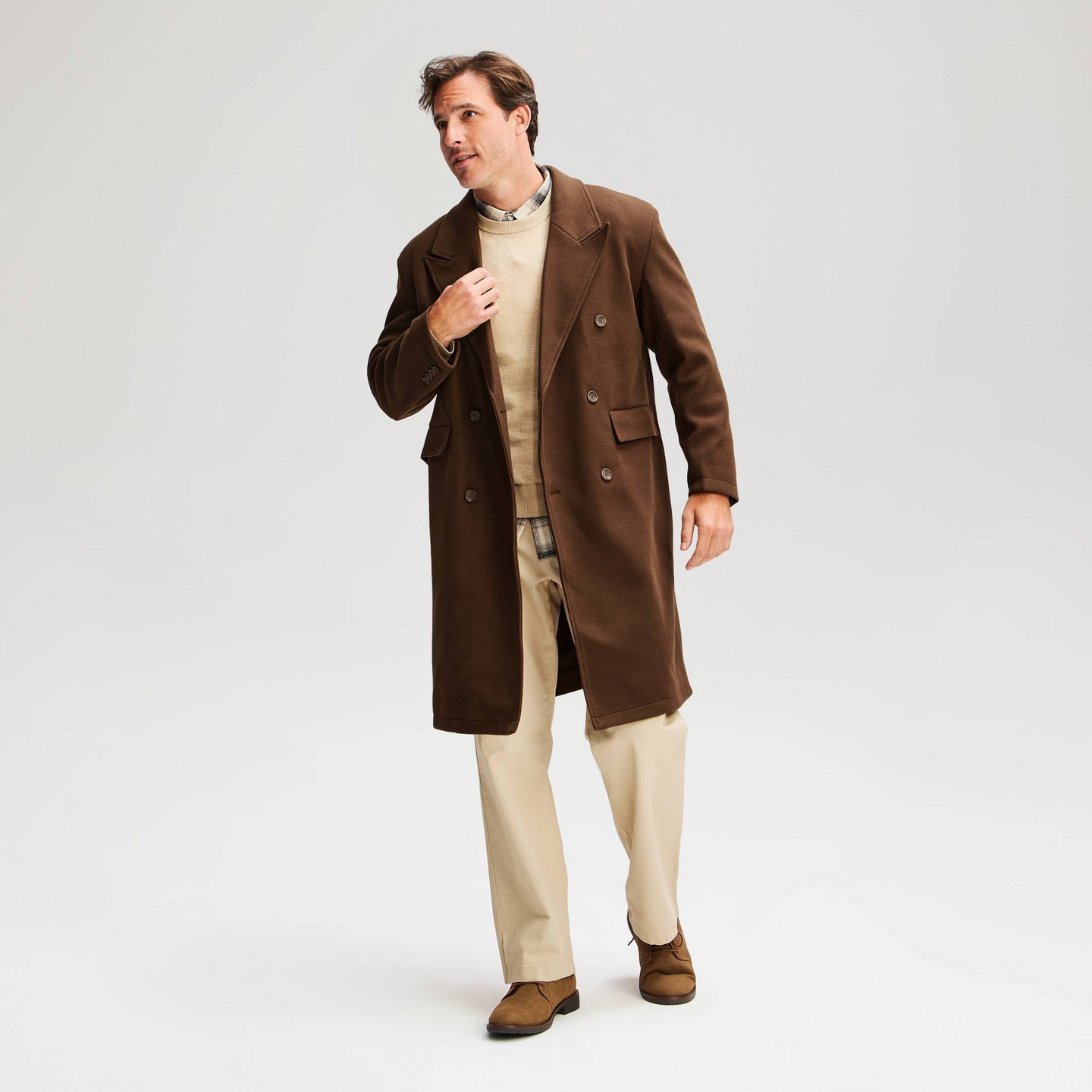 Мужское пальто Goodfellow & Co Double Breasted Overcoat, цвет: Коричневый — фото 3